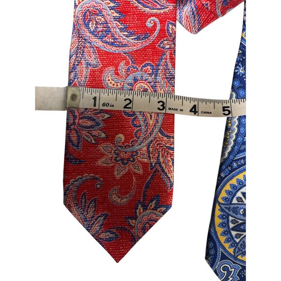 Paul Fredrick Italian Silk Paisley Ties Set Of 3 Red Blue Gray Classic Design - Picture 7 of 7